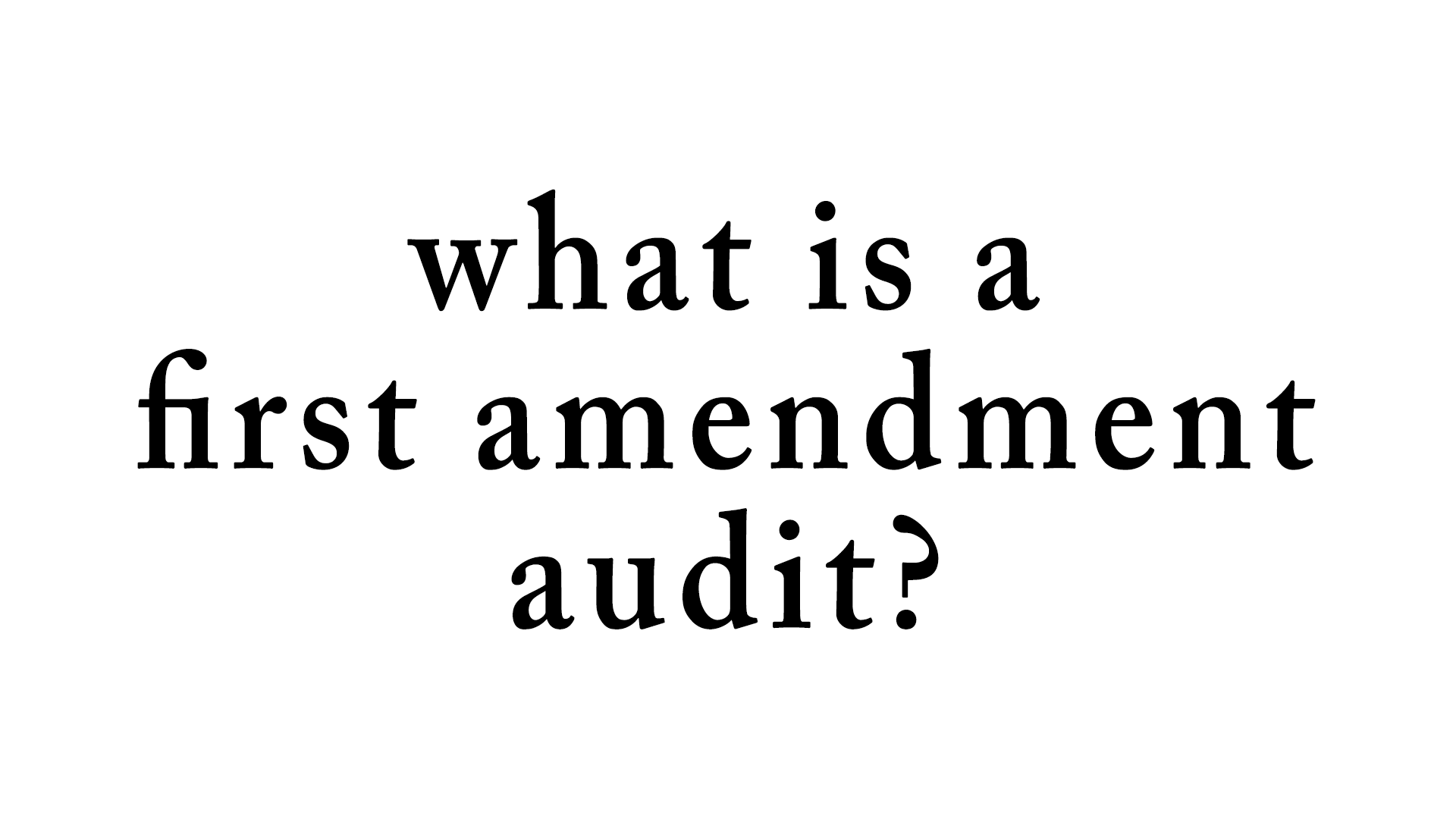 The 1st Amendment Audits Highlight Why We Need LESS Government First